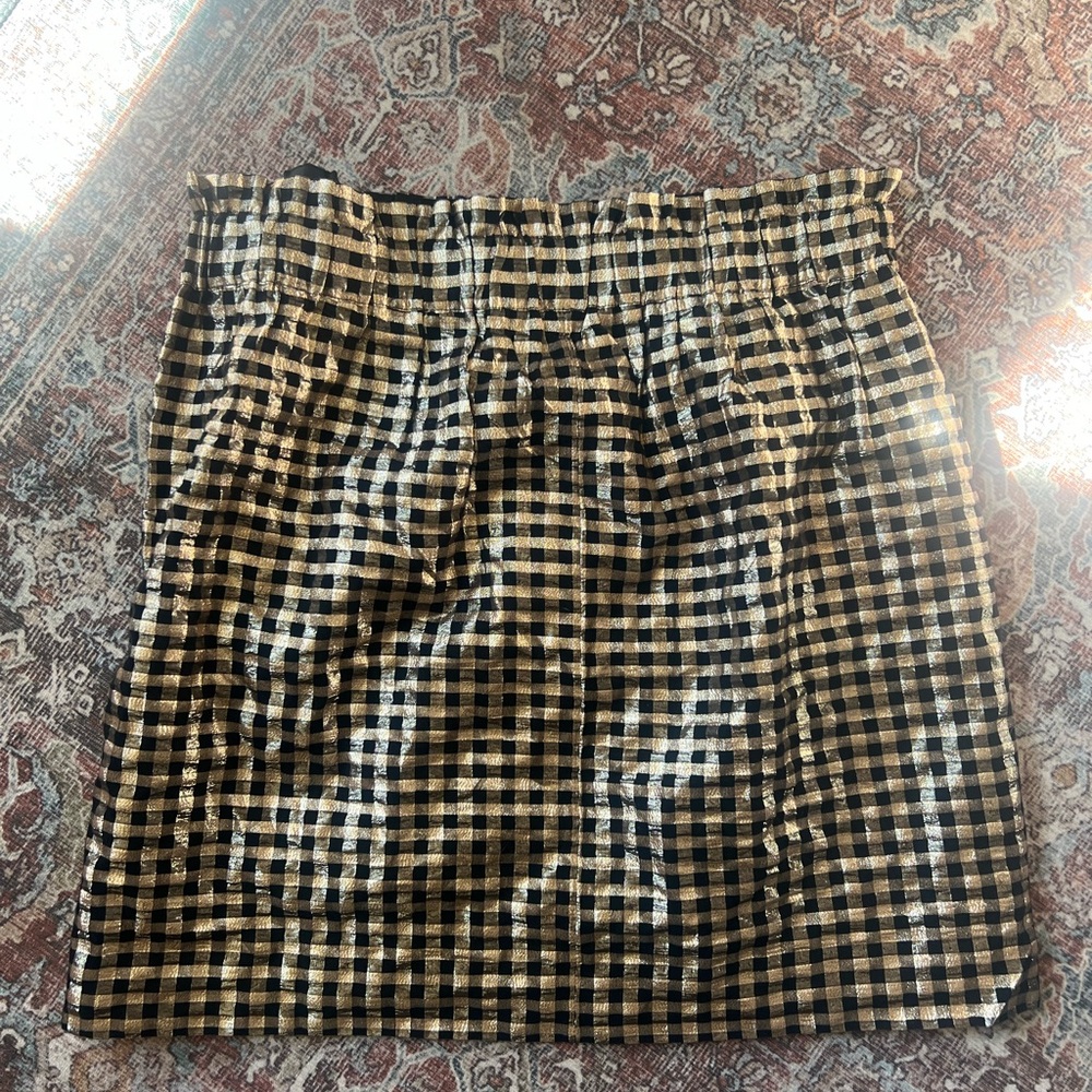 J Crew elastic waist Black and White Smocked Pencil Mini Skirt